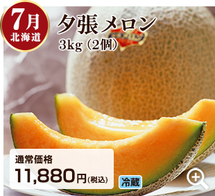 旬のフルーツ定期便 7月 北海道の夕張メロン3kg(2個) 詳細はこちら